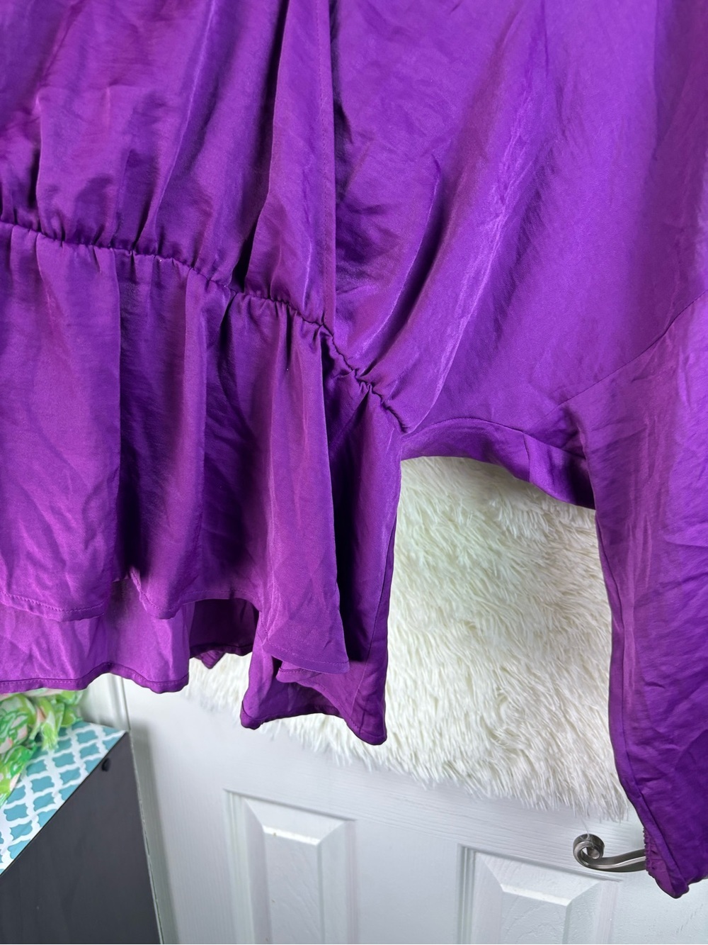 VENUS Vibrant Purple Cold-Shoulder Peplum Tunic - Picture 10 of 15